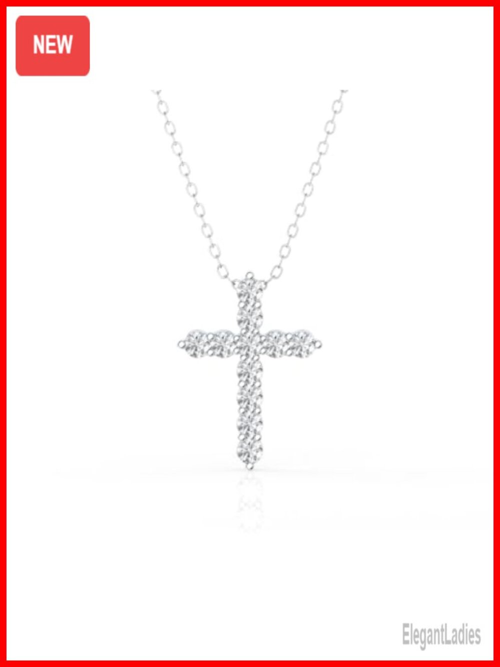 Lab Grown Diamond Cross Pendant Necklace 925 Sterling Silver 1/2 Carat